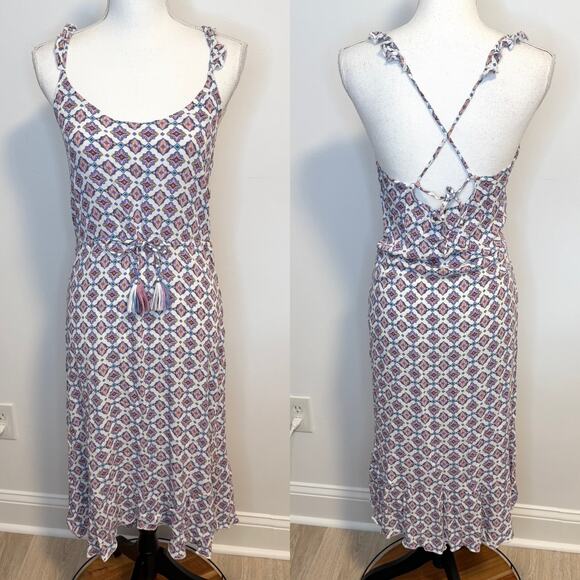 BECCA Marrakesh Ruffled Swim Cover Up Midi Dress In Cream Purple - Picture 2 of 15